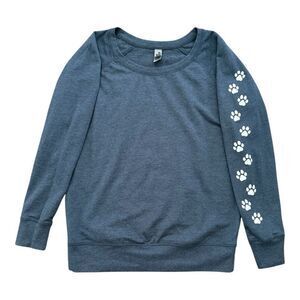 Dog Mom Paw Print Sweatshirt Blue Women’s Medium Lightweight Pullover